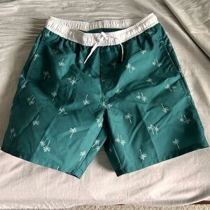 Green and white Old Navy Swimsuit, palm tree design